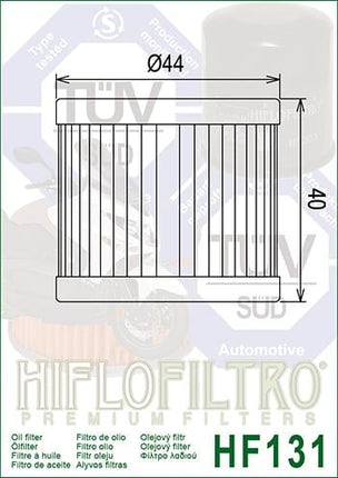 Oil Filter Hiflo HF131 Suzuki, 16510-05240, Hyosung