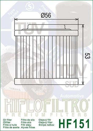 Oil Filter Hiflo HF151 Rotax