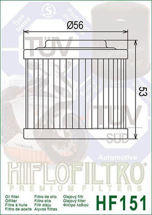 Oil Filter Hiflo HF151 Rotax