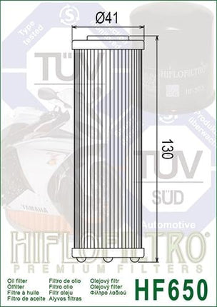 Oil Filter Hiflo HF650, HF158 / HF658 / KTM 450 505 Sx