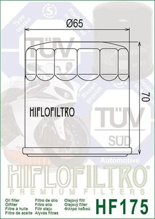 OIL FILTER HIFLO HF175, Harley 62700045 Indian 2521421, Harley Davidson