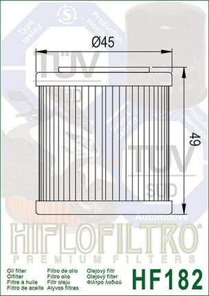 OIL FILTER HIFLO HF182, Piaggio 880887