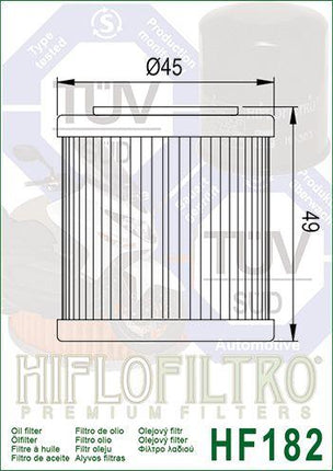 OIL FILTER HIFLO HF182, Piaggio 880887