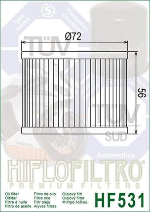 Oil Filter Hiflo HF531 Suzuki, 16510-06C00 Road GSX250