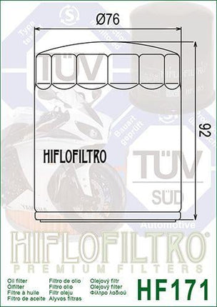 Oil Filter Hiflo HF171B Black, 63798-99, 63731-99, 63731-99A, Road, Buell