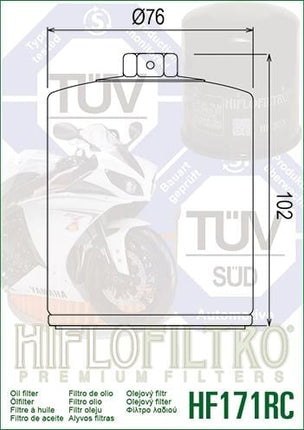 Oil Filter Hiflo HF171BRC Race, 63798-99, 63731-99, 63731-99A, Road, Buell
