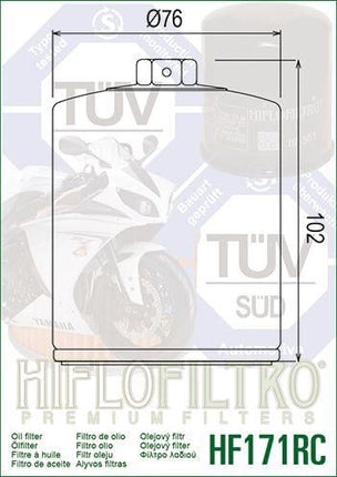 Oil Filter Hiflo HF171BRC Race, 63798-99, 63731-99, 63731-99A, Road, Buell