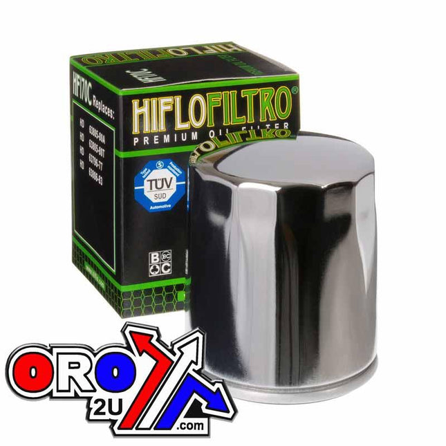 Oil Filter Hiflo HF170C Chrome, 63805-80A, 63805-80T, 63796-77, Road, 63806-83