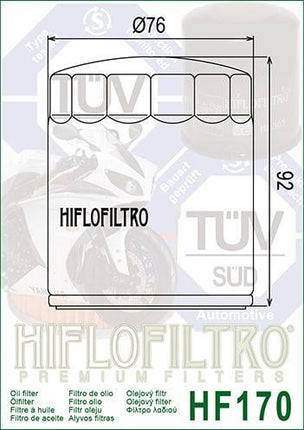 Oil Filter Hiflo HF170C Chrome, 63805-80A, 63805-80T, 63796-77, Road, 63806-83