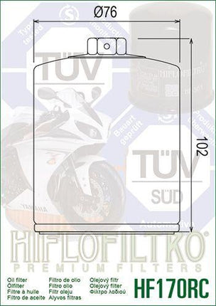Oil Filter Hiflo HF170CRC Race, 63805-80A, 63805-80T, 63796-77, Road, 63806-83