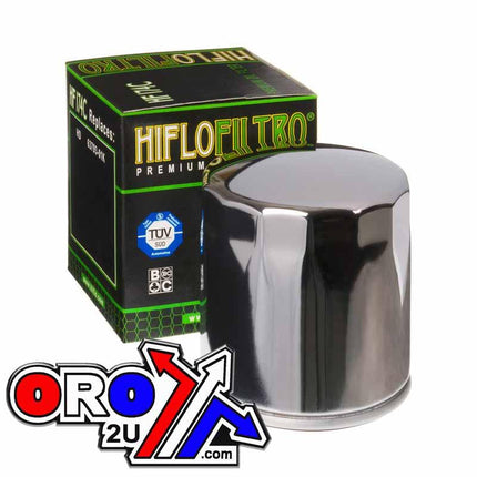 OIL FILTER HIFLO HF174C CHROME, Harley Davidson 63793-01K, ROAD