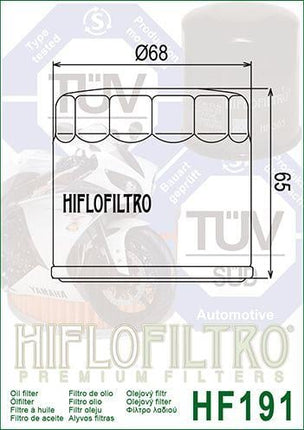 OIL FILTER HIFLO HF191 TRIUMPH, Triumph T1210200 ROAD, Peugeot 778117