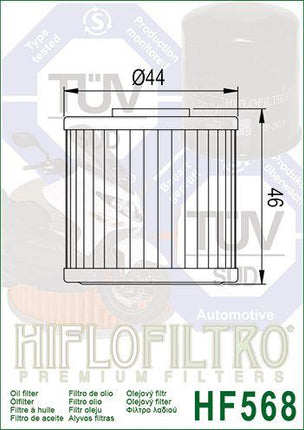 Oil Filter Hiflo HF568, Kymco 1541A-LEH6-E00