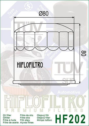 Oil Filter Hiflo HF202 Hon/kaw, Honda/kawasaki, 47-7990.HF