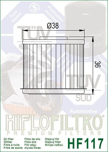 Oil Filter Hiflo HF117, Honda 15412-MGS-D21