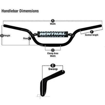 RENTHAL 96-02 CR125/250 BLACK, Renthal 773-01-BK-01-185, 773-01-BK-01-185