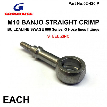 Banjo Straight Plated 0*, Swage Crimp Fitting 600 Series -3, Goodridge S5092-03Z1