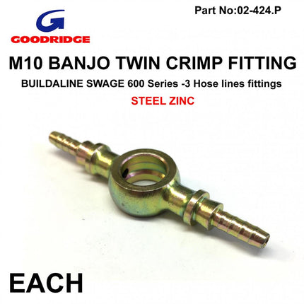 Banjo Twin Extened Plated, Swage Crimp Fitting 600 Series -3, Goodridge S5098-03P