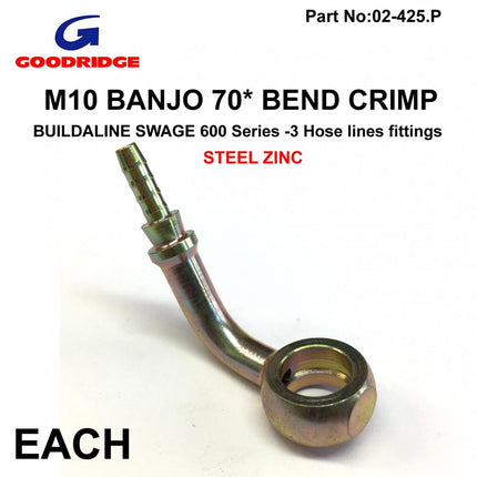 Banjo 70* Extended Plated, Swage Crimp Fitting 600 Series -3, Goodridge S5070-03Z1 S5070-03Z1