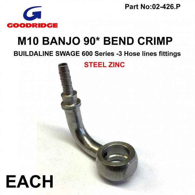 Banjo 90* Ex. Swage Plated, Swage Crimp Fitting 600 Series -3, Goodridge S5099-03Z1