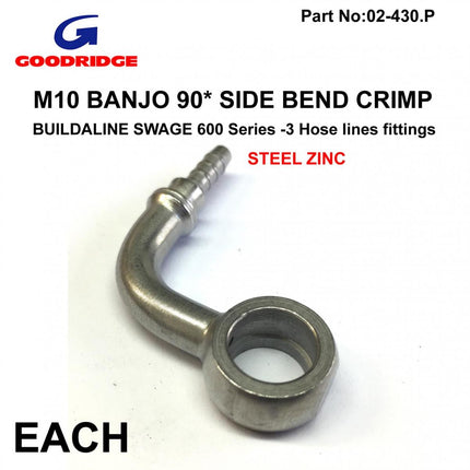Banjo 90* Side Ex Swage Plated, Swage Crimp Fitting 600 Series -3, Goodridge S5099S-03Z1