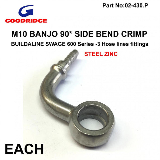 Banjo 90* Side Ex Swage Plated, Swage Crimp Fitting 600 Series -3, Goodridge S5099S-03Z1