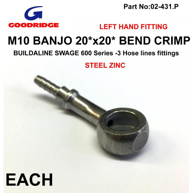 Banjo 20x20 Bend L/H Plated, Swage Crimp Fitting 600 Series -3, Goodridge S5093L-03Z1