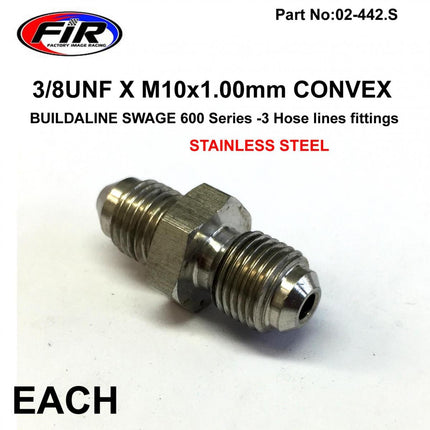 3/8 Unf to M10 x 1.00 Convex Adapter 305-03-31 600-03 Stainless Steel, 3/10100AS