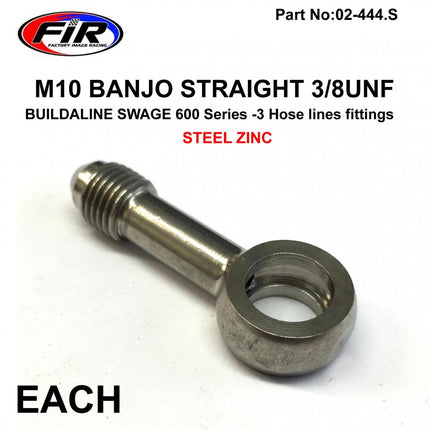 M10 Banjo Straight 3/8UNF Fr, B592-03CSWAGE Crimp Fitting 600 Series -3, / Steel Zinc