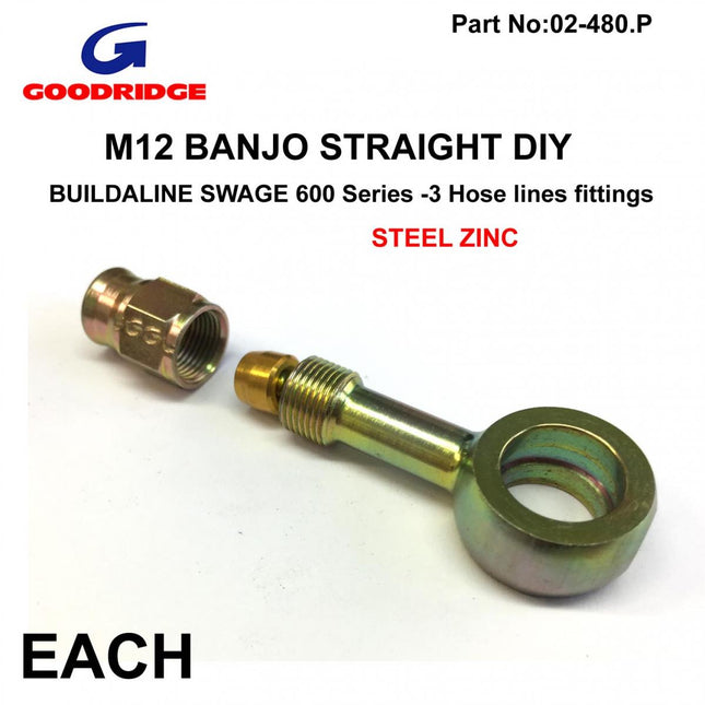 BANJO M12 STRAIGHT NECK DIY, GOODRIDGE 5092-03-M12, 600 Series Brake Hose & Fittin