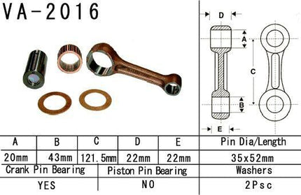 Connecting Rod Kit YFM400, Vesrah VA-2016 Yamaha ATV