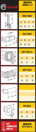 CONNECTING ROD KIT MAICO 440/490 with 63mm Long Pin Made in Italy