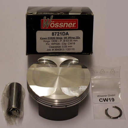 Piston Kit 09 EX650 Ninja 84mm, Wossner 8721DA No Rings, Use OEM Rings With This Item