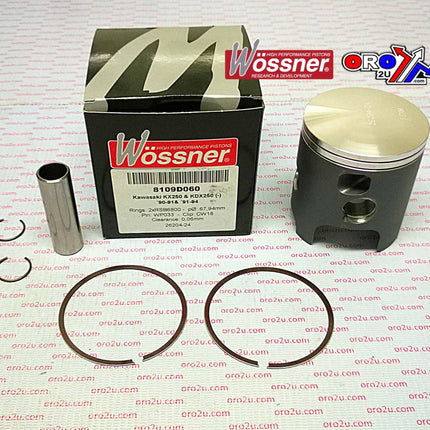 Piston Kit 90-91 KX250 68.00, Wossner 8109D060 Kawasaki MX