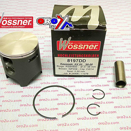 Piston Kit 88-00 KX80 48.50, Wossner 8197D050 Kawasaki MX