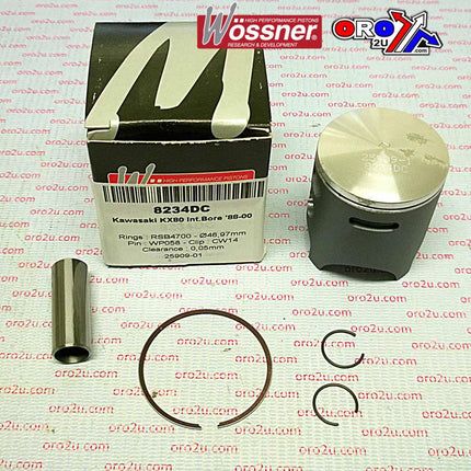 Piston Kit 88-00 KX80 47.00 C, Wossner 8234DC Kawasaki MX