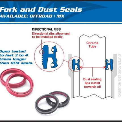 Fork Oil Seal Set Allballs, Allballs 55-132 48x58x8.5/10.5