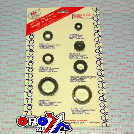 Oil Seal Set Engine RM125 7pcs, K&s 51-3005 Suzuki RM125 04-10