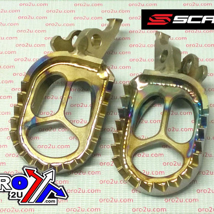 Titanium Footpegs Gripper 06-26 Kawasaki KX 250 450 F X 60mm Wide 27 Teeth Scar S3516