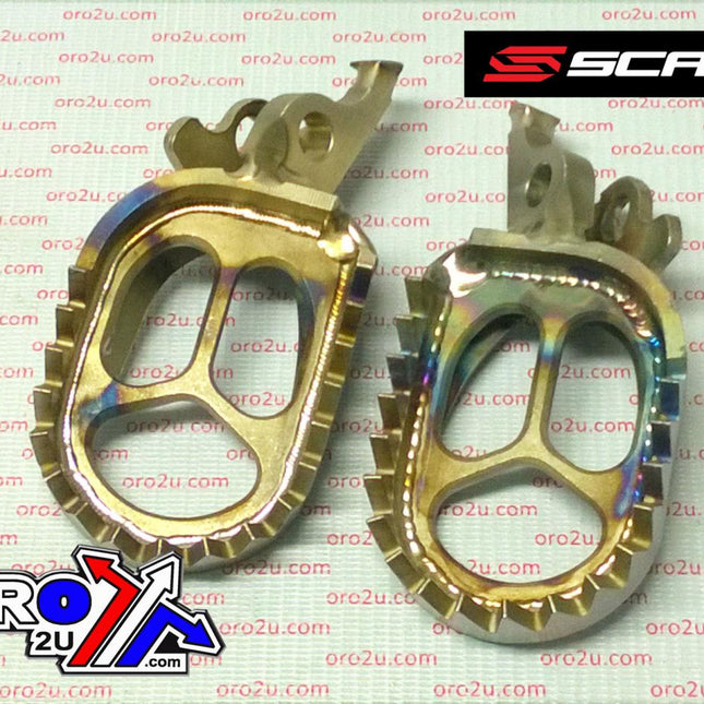 Titanium Footpegs Gripper 06-26 Kawasaki KX 250 450 F X 60mm Wide 27 Teeth Scar S3516