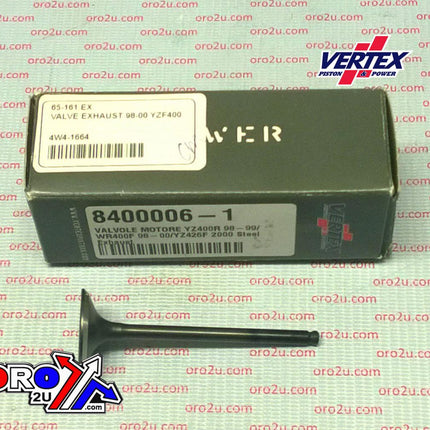 Valve Exhaust Steel, Vertex 8400006-1, 98-00 YZF400, 98-99 WR400, 2000 YZF426