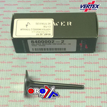 Valve Intake Titanium, Vertex 8400002-2 CRF450 02-08, 14711-MEB-670 TRX450