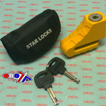 DISC LOCK SMALL YELLOW, Scooter Bike Bicycle Motorcycle Anti-theft Brake Rotor Disc Lock