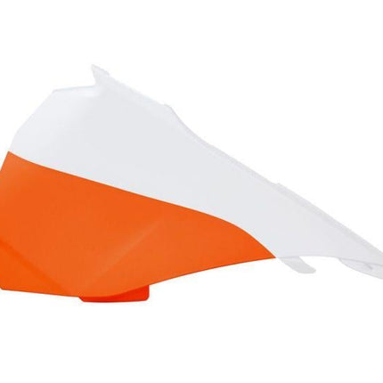 13-16 KTM85 Left Airbox Cover, & Panel Orange/white Rtech, R-FIKTMBNARSX85 75-0305