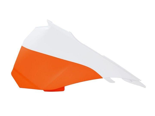 13-16 KTM85 Left Airbox Cover, & Panel Orange/white Rtech, R-FIKTMBNARSX85 75-0305