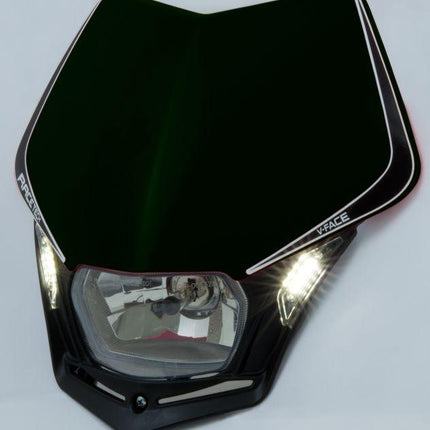 V-face LED Headlight, Rtech R-MASKNR00009, Black/black