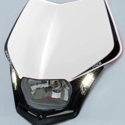 V-face LED Headlight, Rtech R-MASKBNNR009, White/black