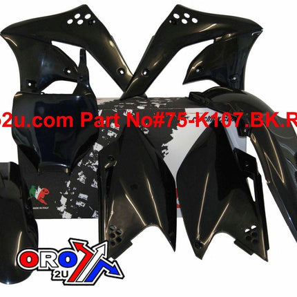 Plastic KIT/5 06-08 KXF250, Black Rtech R-KITKXF-NR0-505