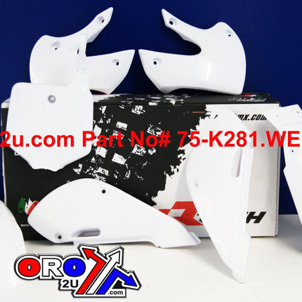 Plastic KIT/5 02-10 KLX110, White Rtech R-KITKLX-BN0-511