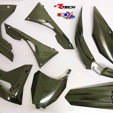 Plastic KIT/6 Black 17-18 CRF450RX, Rtech R-KITCRF-NR0-600, Black
